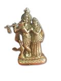 Antique Brass Hand Made Radha Kirshna Statue - 6"